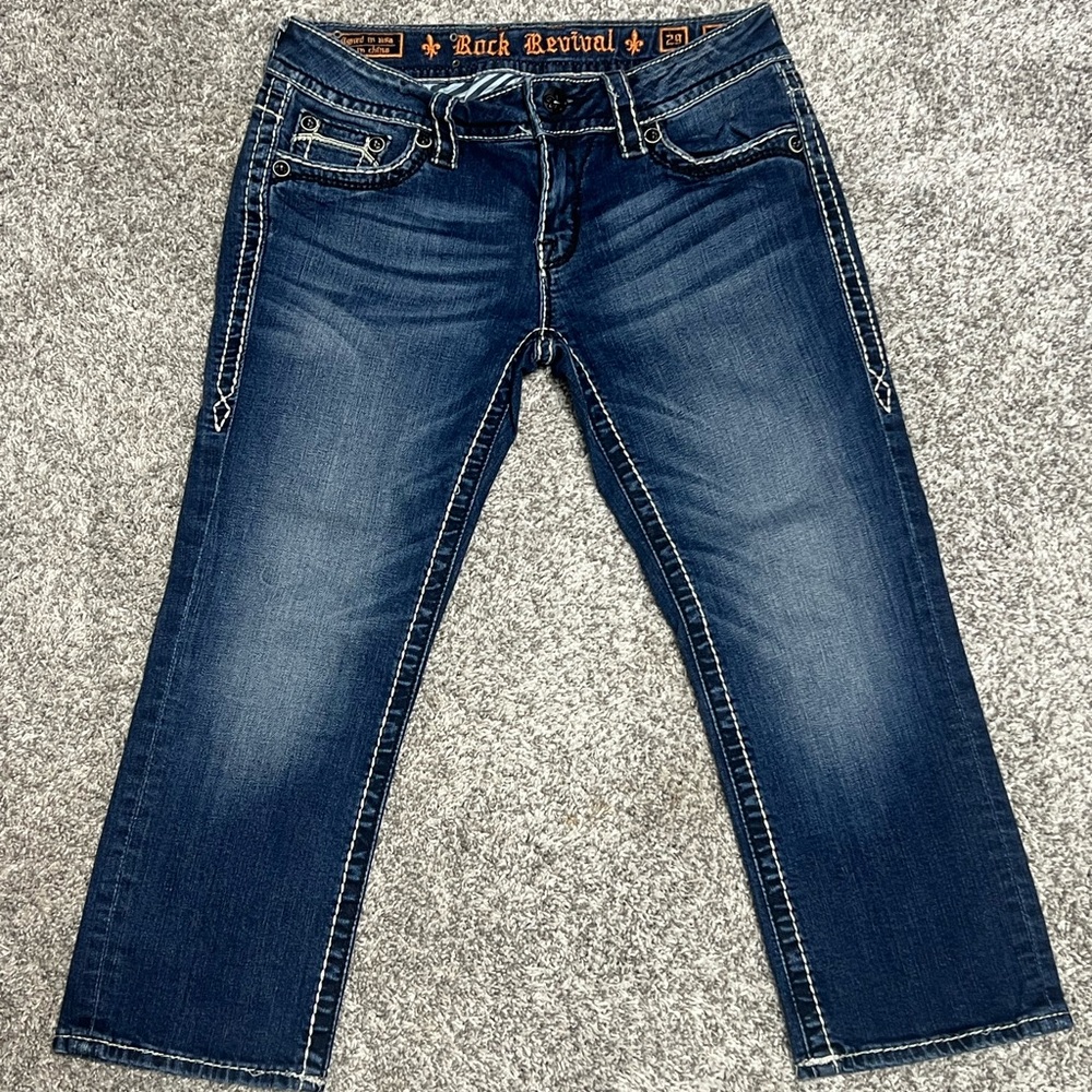 Rock Revival Women's Dark Blue Cropped Jeans
